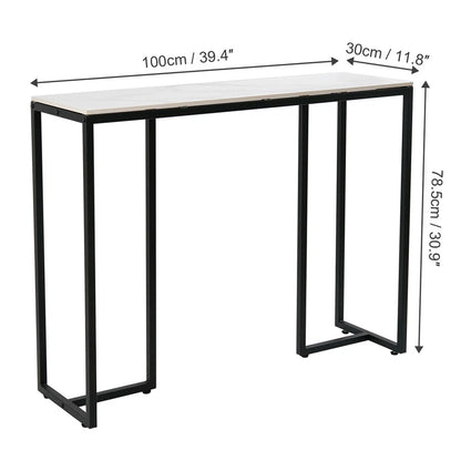 Large Modern Marble Console Table Sintered Stone Entryway Hallway Table with Metal Frame