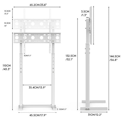 White Adjustable Free Standing TV Stand with Cable Management for 32-65 Inch TVs
