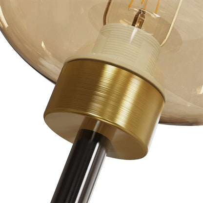 Industrial Bedside Table Lamp with Amber Glass