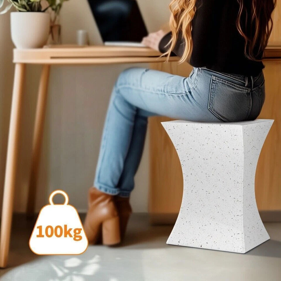 Off-White Concrete Side Table With Hourglass Shape For Modern Spaces