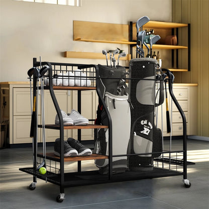 Spacious Mobile Golf Bag Rack For Easy Storage Use