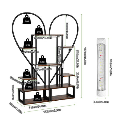 Set of 2 Indoor Plant Stands with Lights 6 Tier Display Racks
