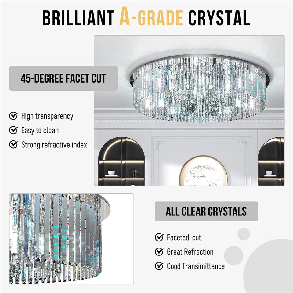 Modern Smoky Grey 80cm Crystal Light Fixture