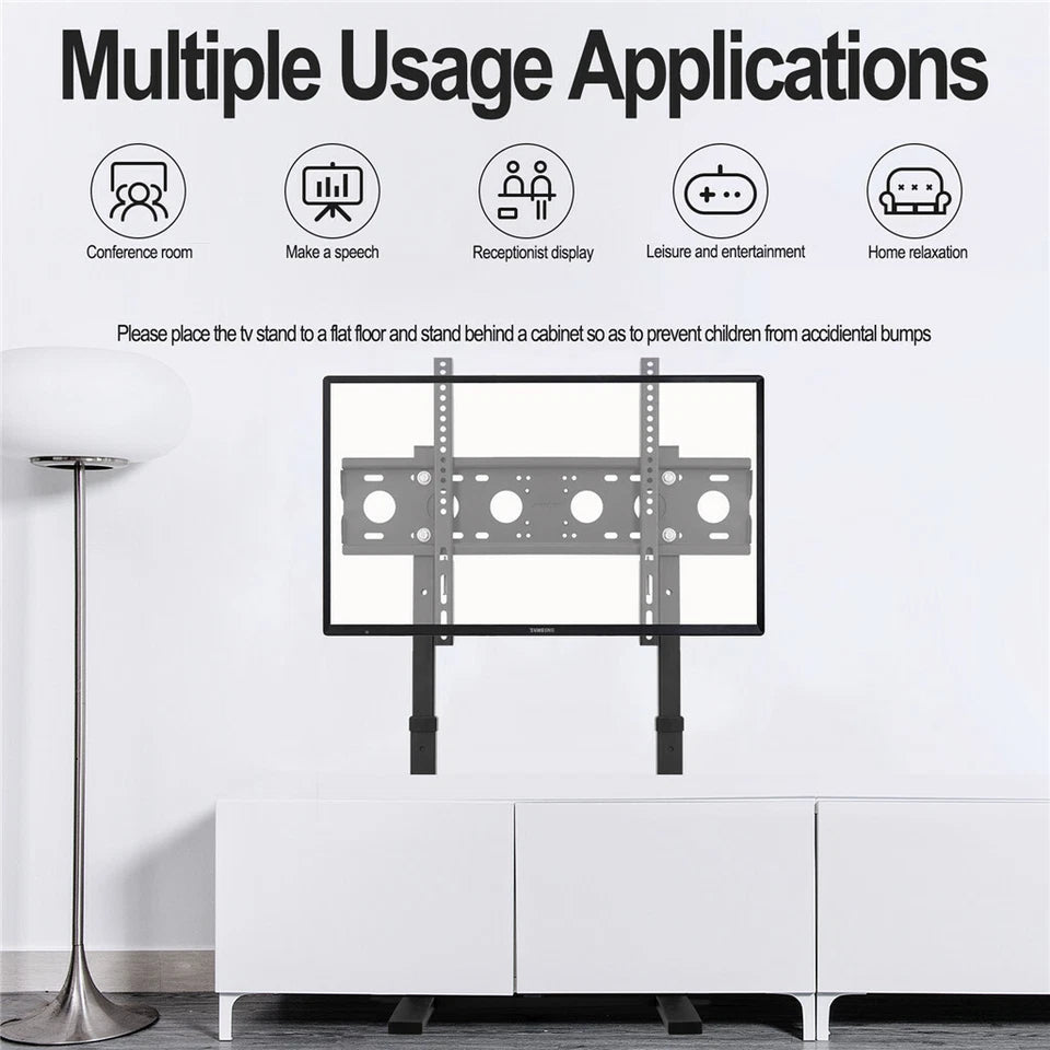 Black Adjustable Free Standing TV Stand with Cable Management for 32-65 Inch Screens