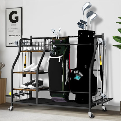 Golf Equipment Organizer with Wheels for Garage or Clubhouse