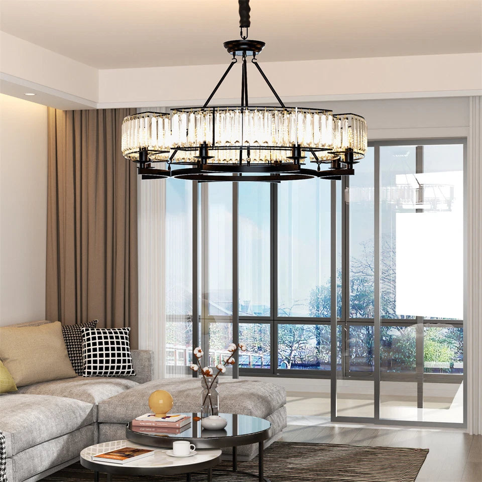 Black Crystal Chandelier with 6 E14 LED Lights