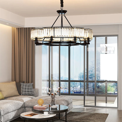 Black Crystal Chandelier with 6 E14 LED Lights