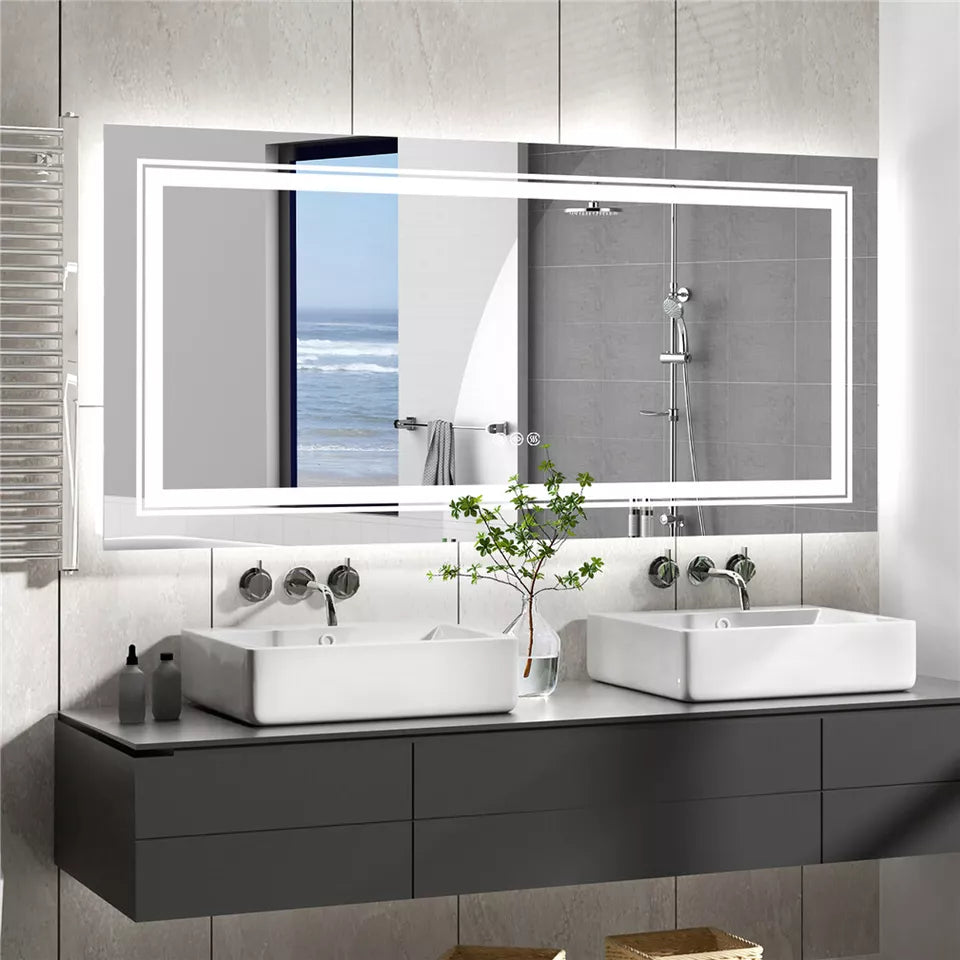 Anti-Fog LED Bathroom Mirror with 2-Way Mount