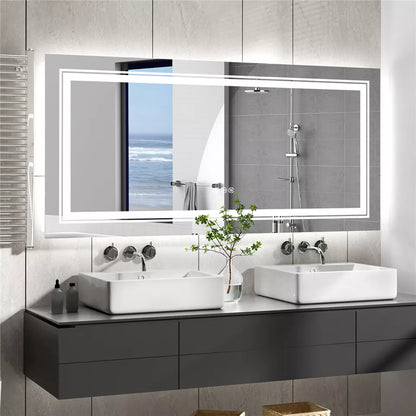 Anti-Fog LED Bathroom Mirror with 2-Way Mount