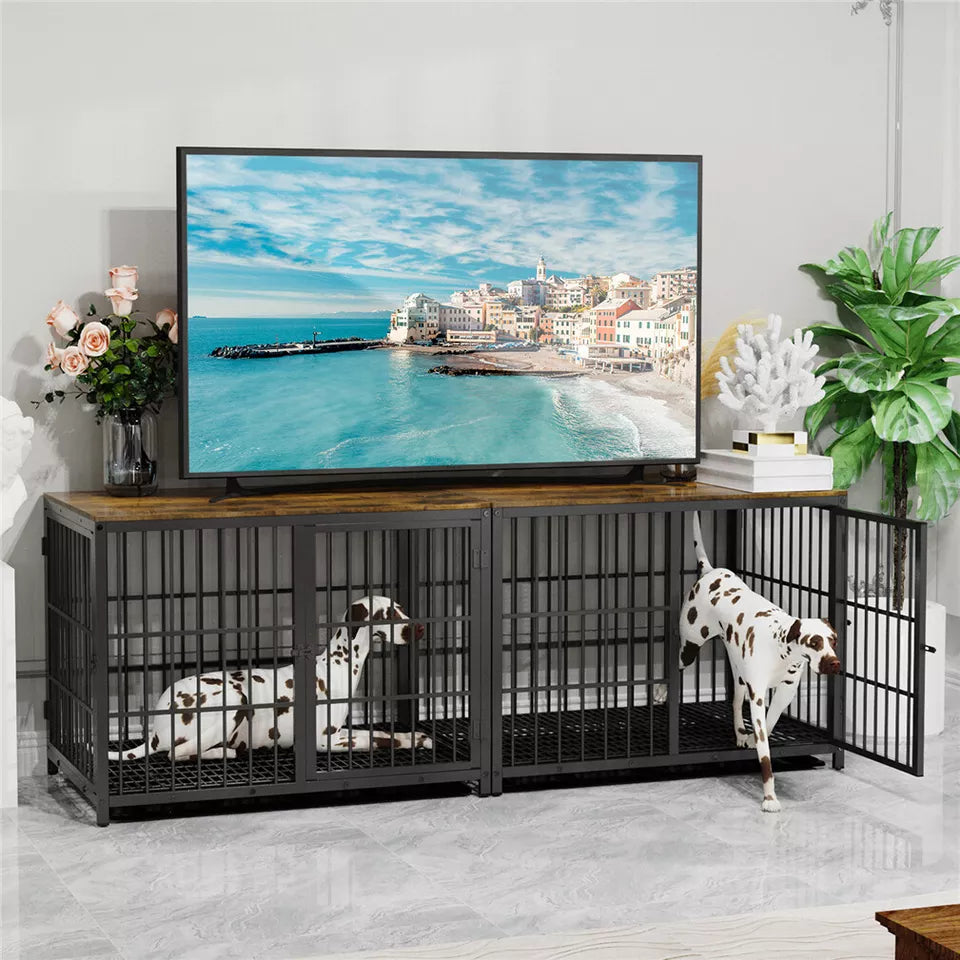 Sturdy Wooden Dog Crate with Storage Table