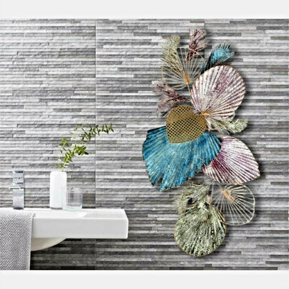 Purple Leaf Metal Wall Art with Leaf Design for Indoor and Outdoor Decor