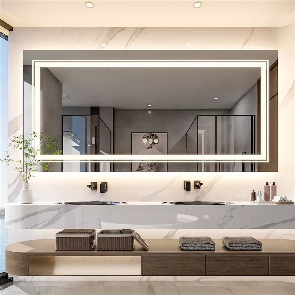 Anti-Fog LED Bathroom Mirror with 2-Way Mount