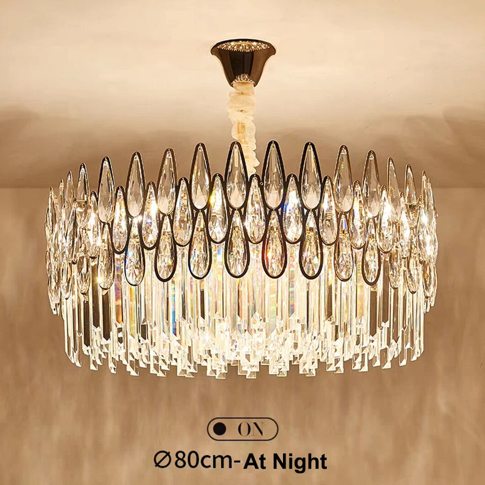 80cm Grand Crystal Chandelier with Adjustable Light
