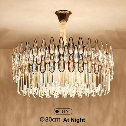 80cm Grand Crystal Chandelier with Adjustable Light