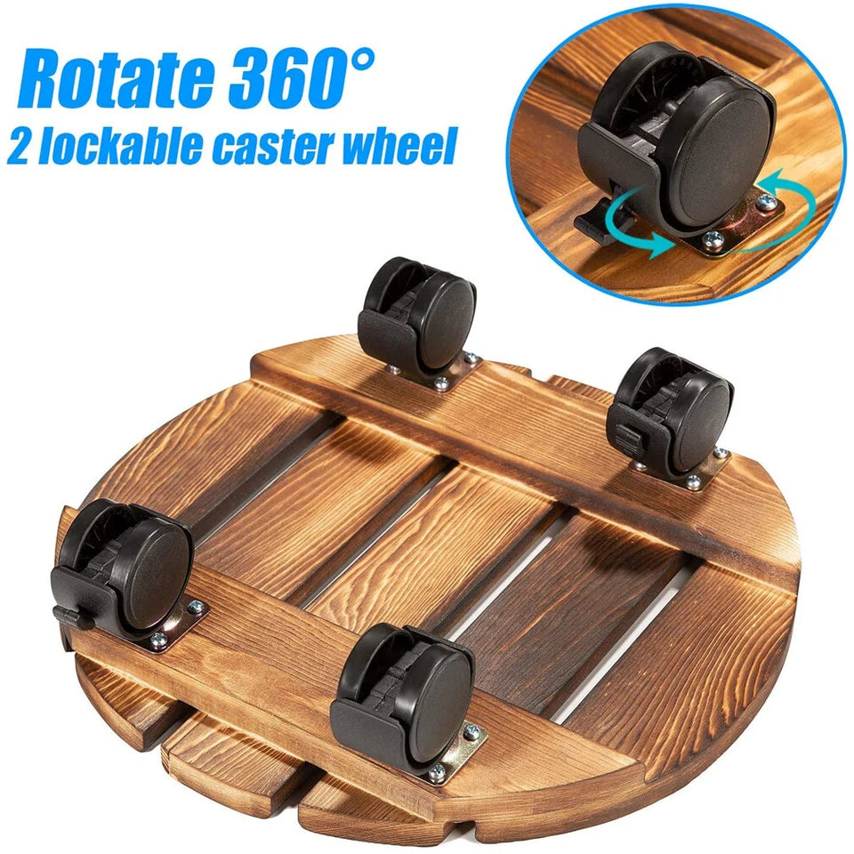 round-planter-caddies-wooden-patio-plant-trivet-flower-pot-stand-lockable-wheels