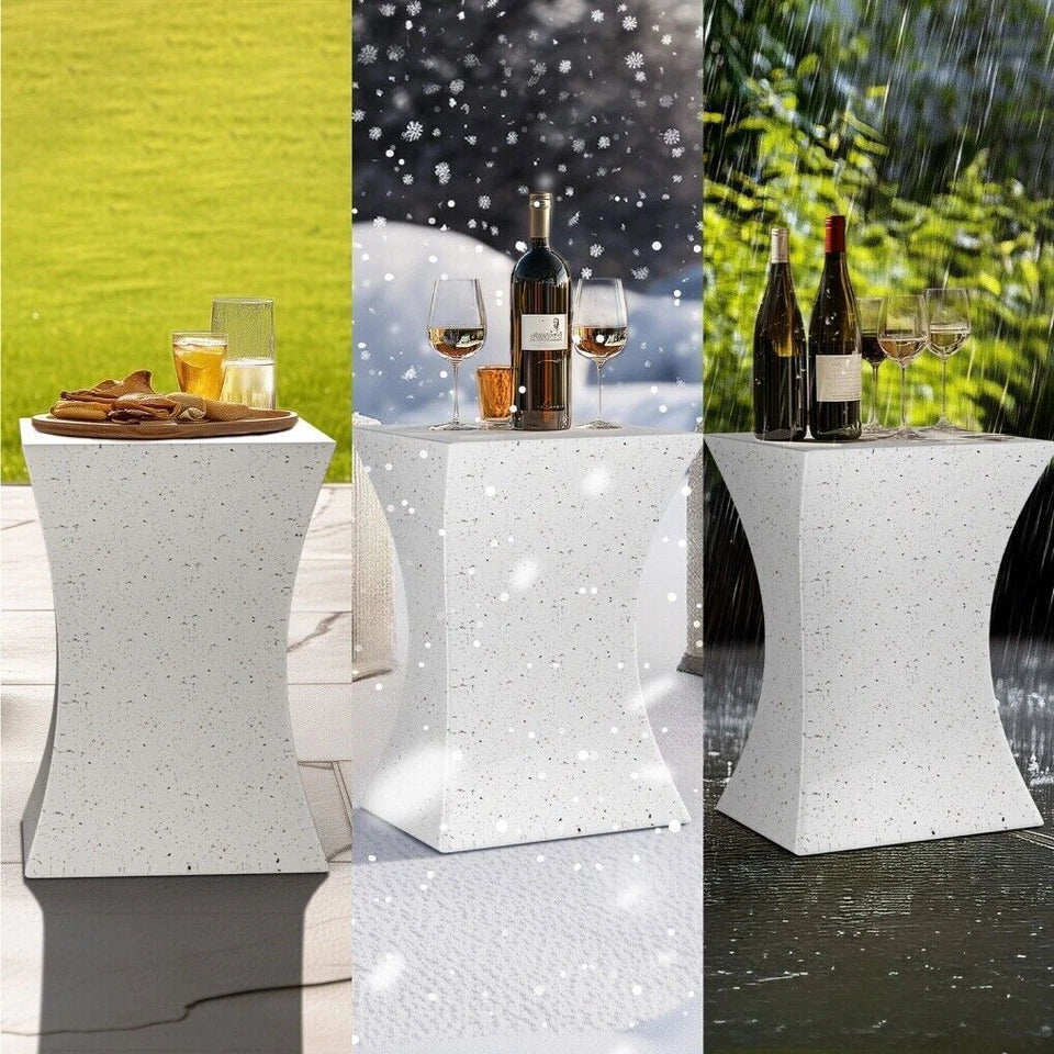 Off-White Concrete Side Table With Hourglass Shape For Modern Spaces