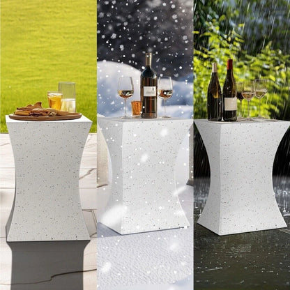 Off-White Concrete Side Table With Hourglass Shape For Modern Spaces