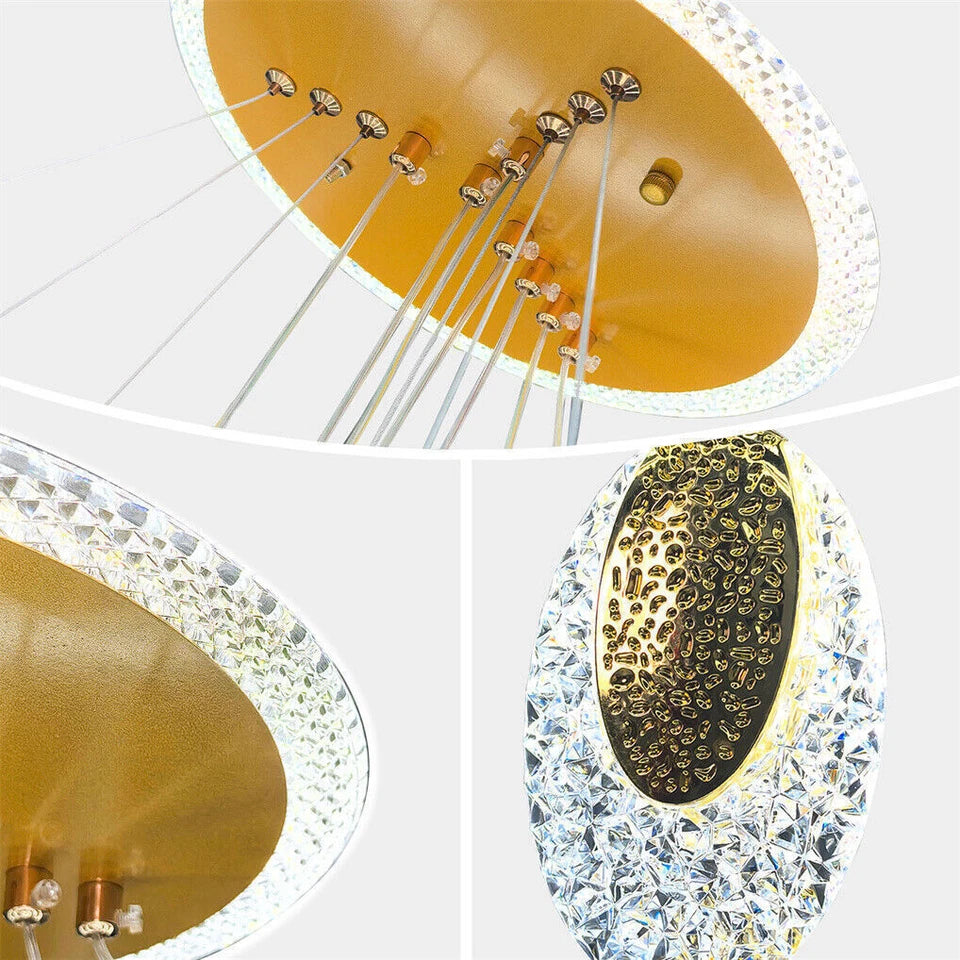 Gold Acrylic Ring LED Chandelier Ceiling Light 80cm