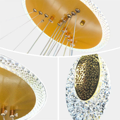 Gold Acrylic Ring LED Chandelier Ceiling Light 80cm