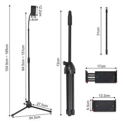 gooseneck-phone-floor-stand-cell-phone-tripod-holder-360-degree-adjustable-black