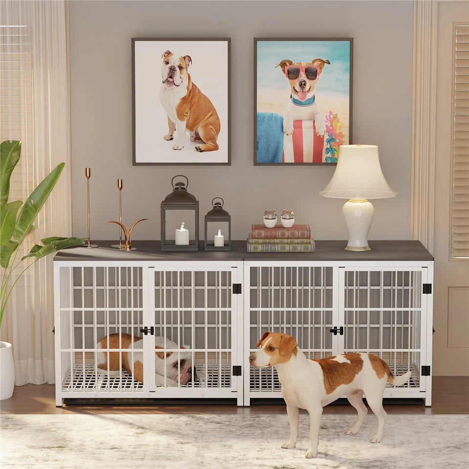 Wooden Dog Crate With Removable Tray & 3 Doors