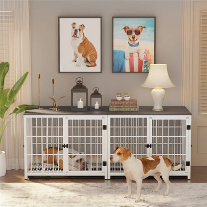 Wooden Dog Crate With Removable Tray & 3 Doors