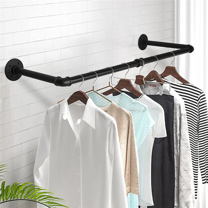 2x Super Strong Bearing Metal Pipe Clothes Rack Clothes Hanger Pole Garment Bar