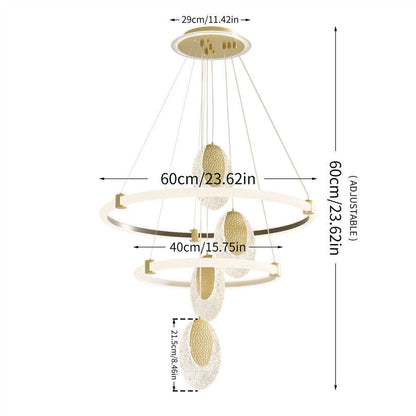 Gold Acrylic Ring LED Chandelier Ceiling Light 60cm