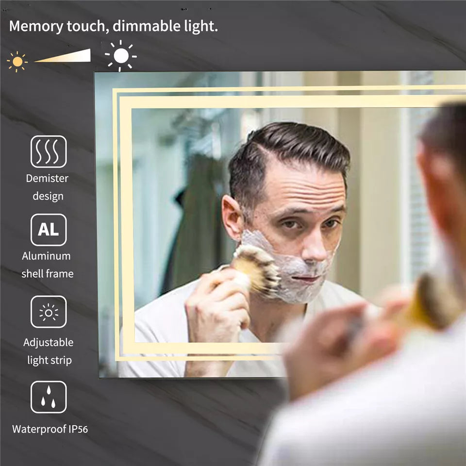 Anti-Fog LED Bathroom Mirror with 2-Way Mount