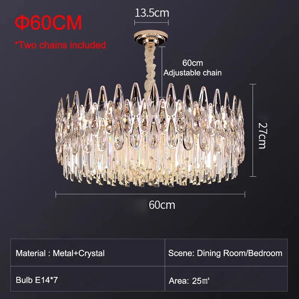 Glam Raindrop & Oblong Crystal Chandelier Lamp