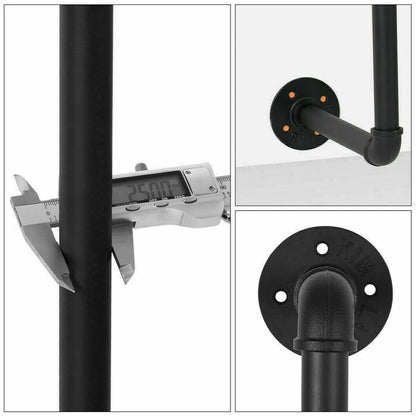 P&P Black Heavy-Duty Wall-Mounted Industrial Garment Rack with Dual Hanging