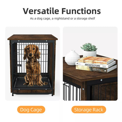 Wooden Pet Crate & Dog Cage End Table
