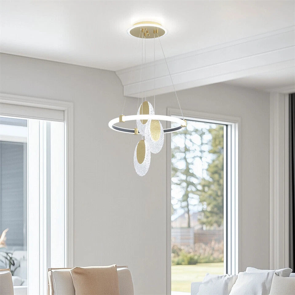Gold Acrylic Ring LED Chandelier Light 40cm