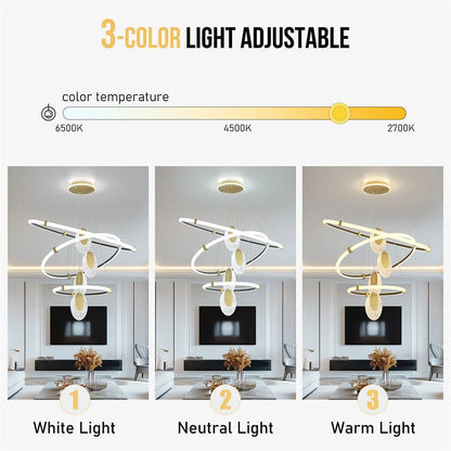 Gold Acrylic Ring LED Chandelier Ceiling Light 60cm