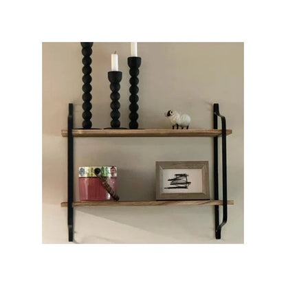 2-Tier Modern Rustic Floating Wall Shelves - Wooden Shelf for Storage Book Display