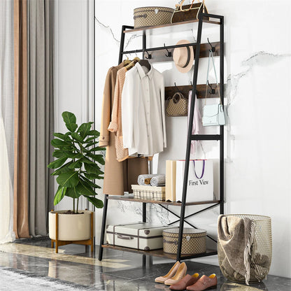Industrial Wall-Mounted Clothes Rack Iron Black
