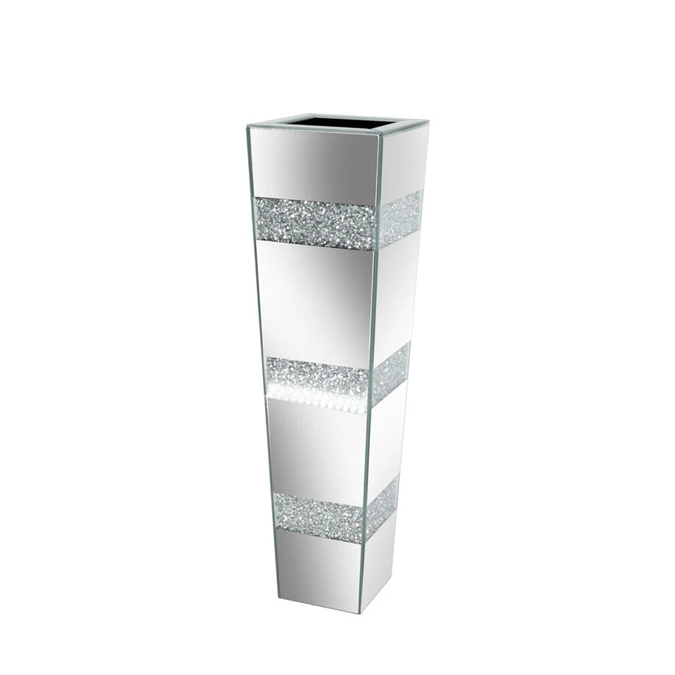 Elegant Standing Vase with Crushed Diamond and Mirror Look