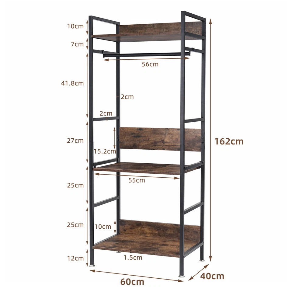 Metal Garment Rack Entryway Coat Rack Open Wardrobe Closet Storage Organizer