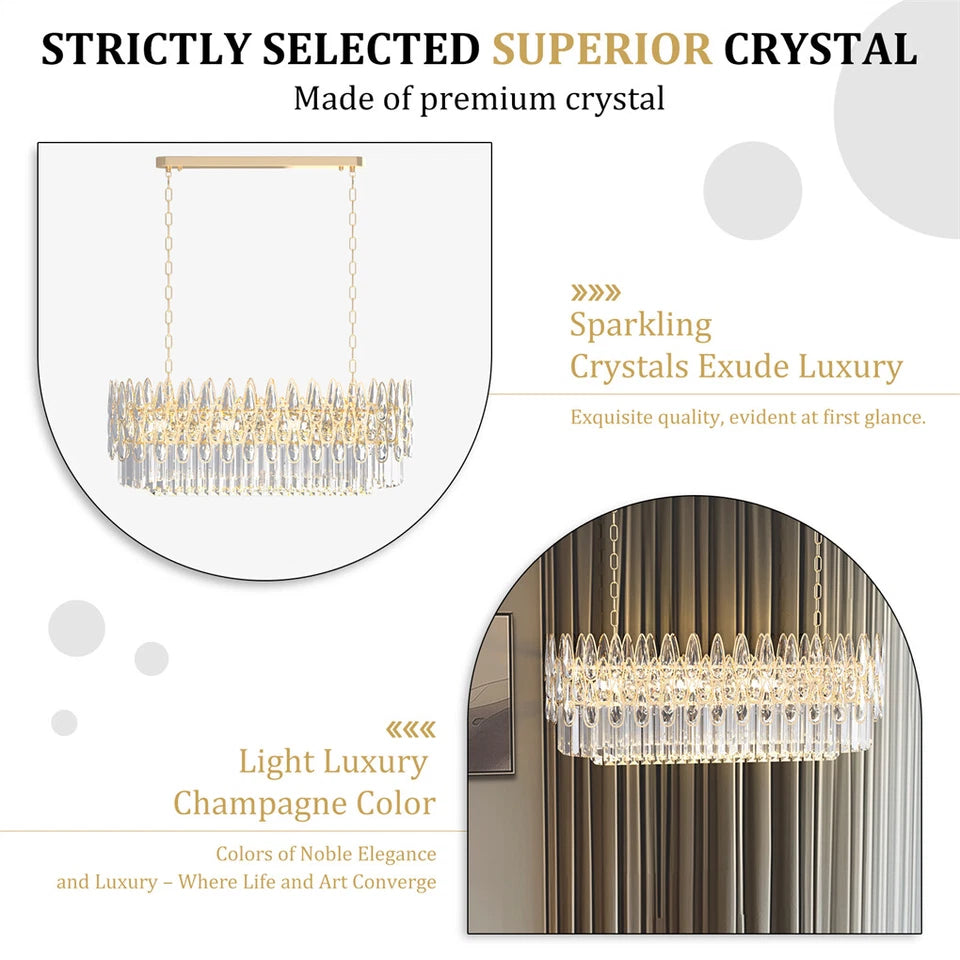 80cm Gold Crystal Chandelier with 3 Light Settings