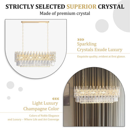 80cm Gold Crystal Chandelier with 3 Light Settings