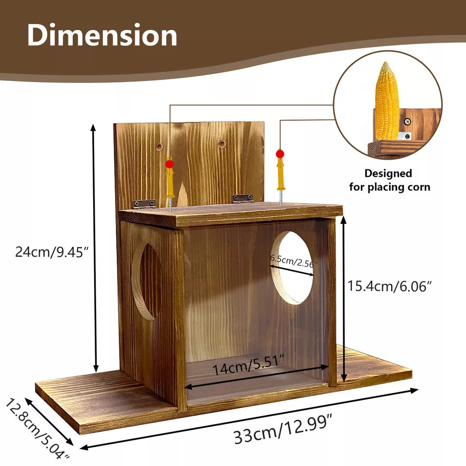 Wood Squirrel Feeder for Corn & Peanuts Outdoors