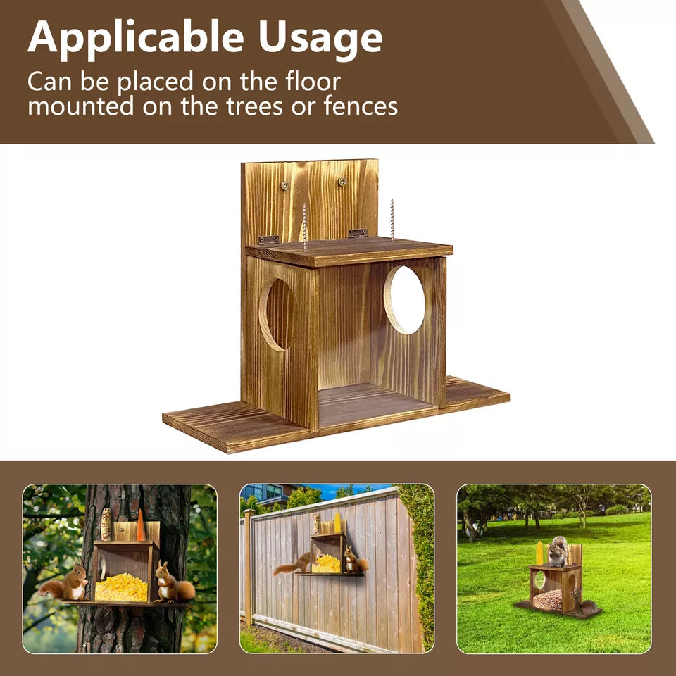 Wood Squirrel Feeder for Corn & Peanuts Outdoors