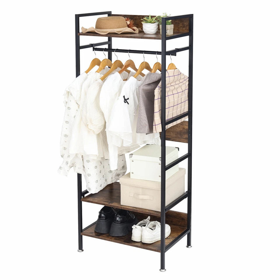 Metal Garment Rack Entryway Coat Rack Open Wardrobe Closet Storage Organizer
