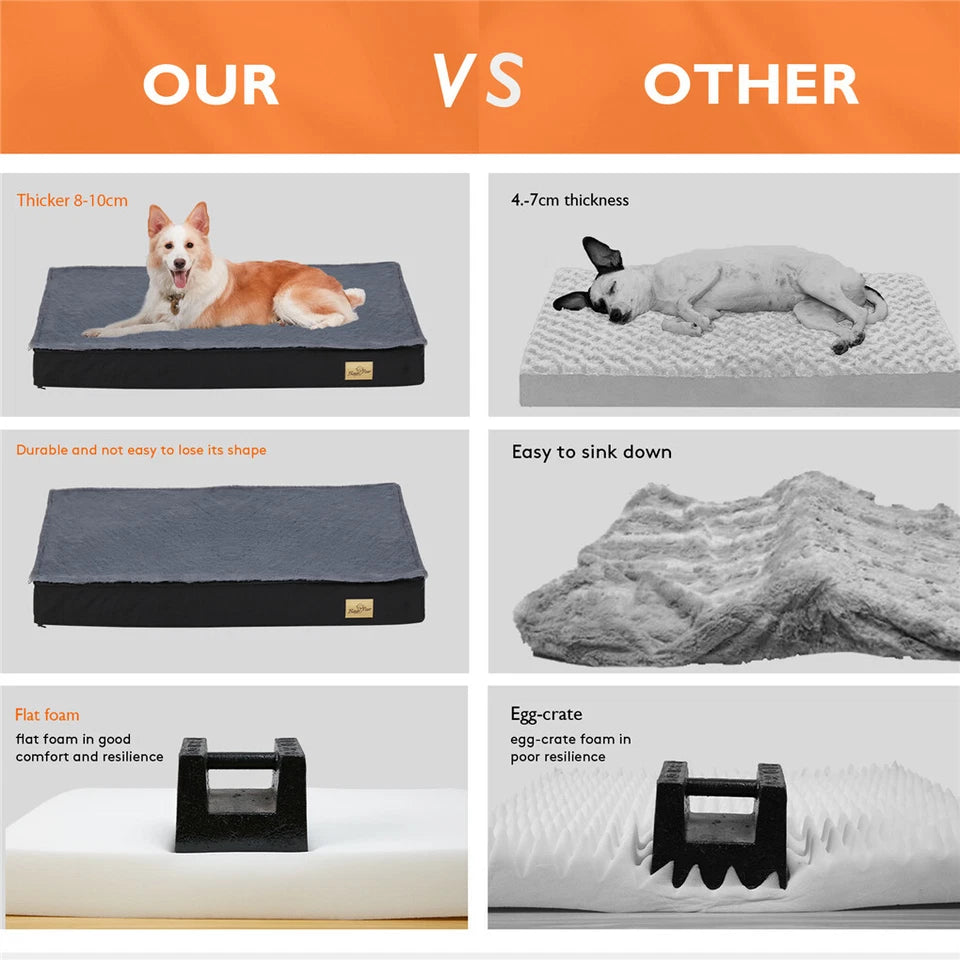 Large Orthopedic Memory Foam Dog Bed with Dual Layers(L)