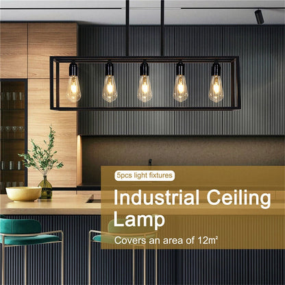 Vintage Industrial 5-Light Black Ceiling Pendant Lamp