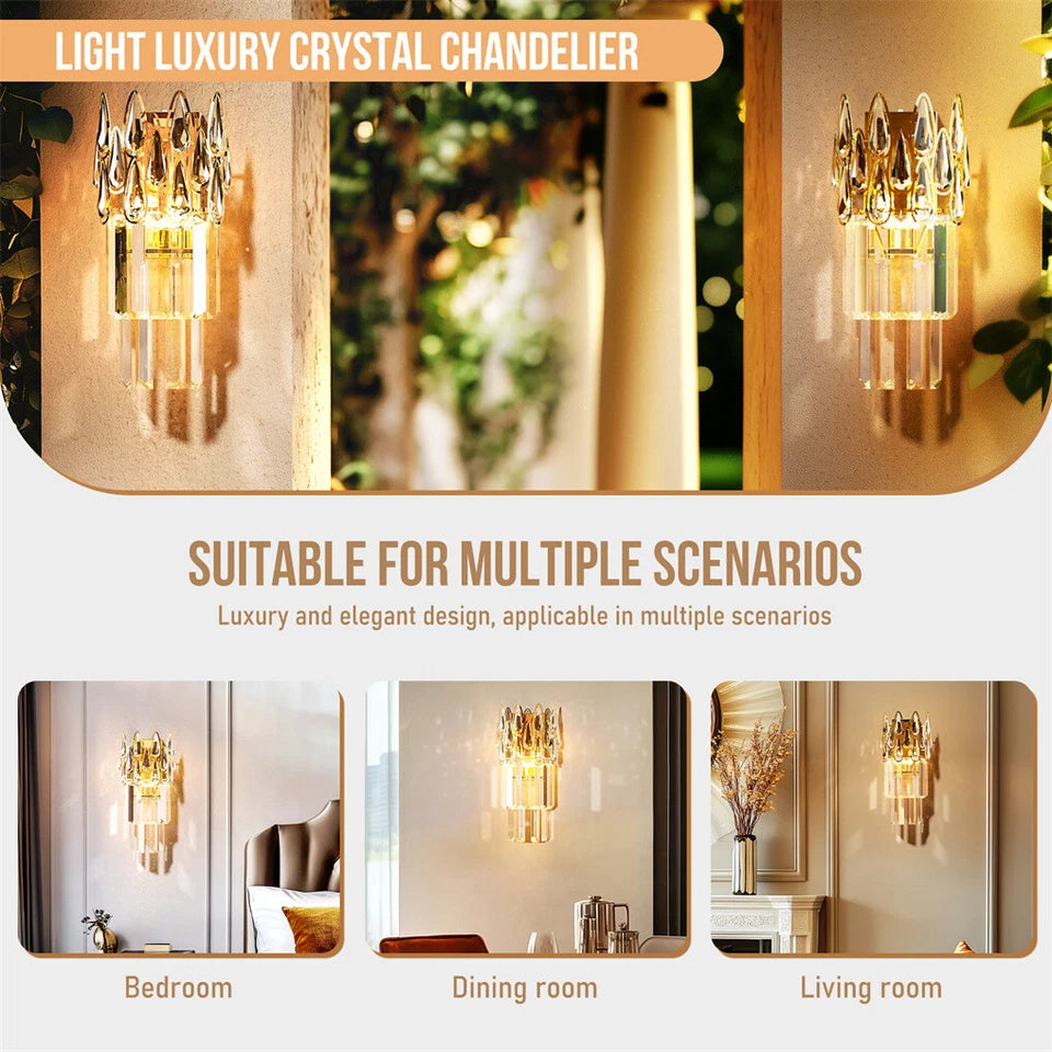 Gold Crystal Wall Sconce with Adjustable Lighting