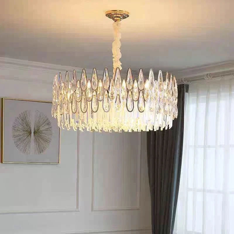 Glam Raindrop & Oblong Crystal Chandelier Lamp