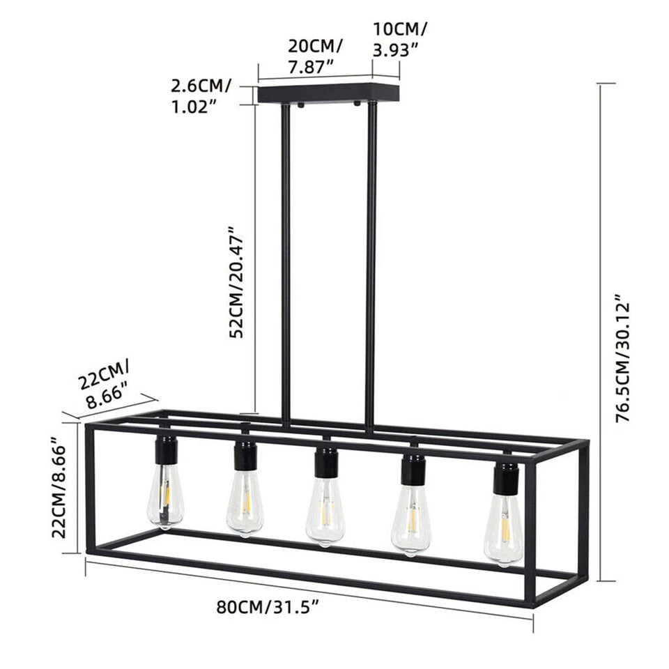 Vintage Industrial 5-Light Black Ceiling Pendant Lamp