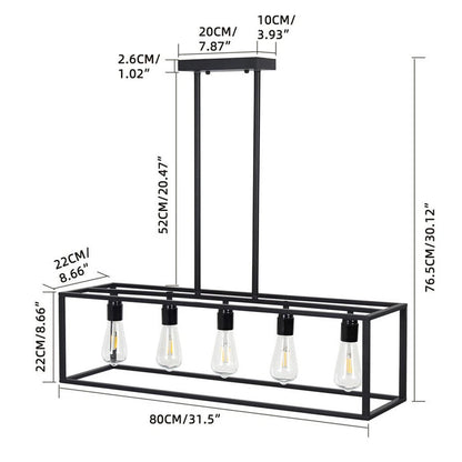 Vintage Industrial 5-Light Black Ceiling Pendant Lamp