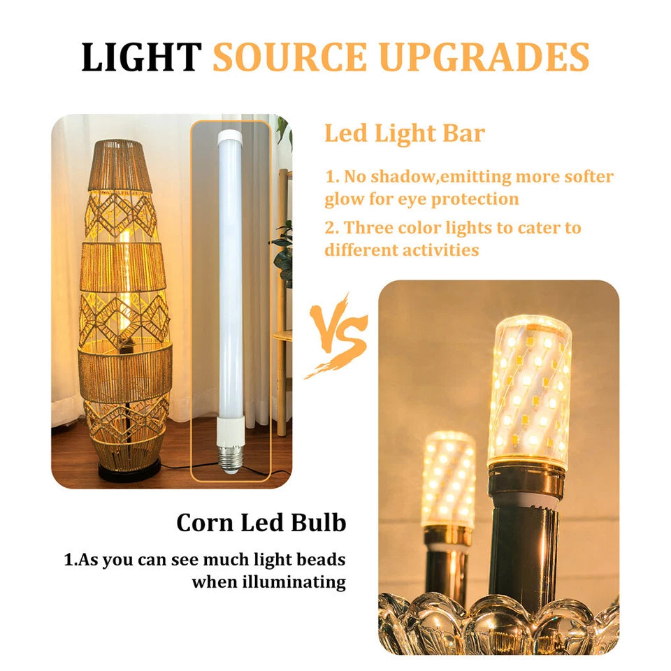 Natural Rattan Handcrafted LED Floor Lamp 93.5cm